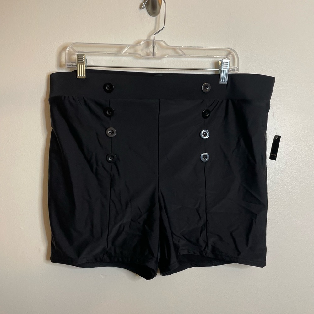 Torrid Ultra High Waist Button Detail Swim Short Black size 2X New with tags - Picture 6 of 7
